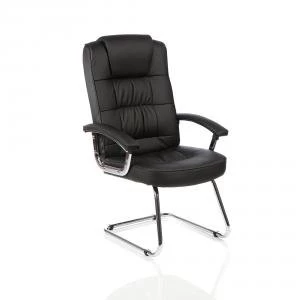 image of Trexus Moore Deluxe Visitor Cantilever Chair With Arms Leather Black