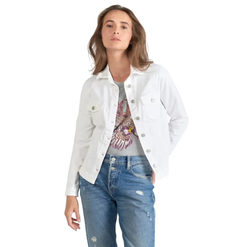 Image of Le Temps des cerises Womens denim jacket Le Temps des cerises Lilly Blanc Female S