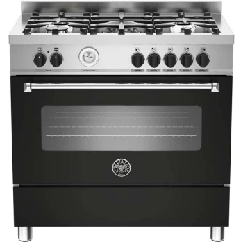 Image of Bertazzoni Master Series MAS90-5-MFE-S-NEE 90cm Dual Fuel Range Cooker - Matt Black - A Rated