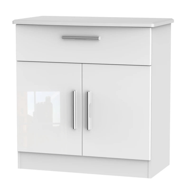 Image of Harrow 1 Drawer 2 Door Sideboard In White Gloss (Ready Assembled)