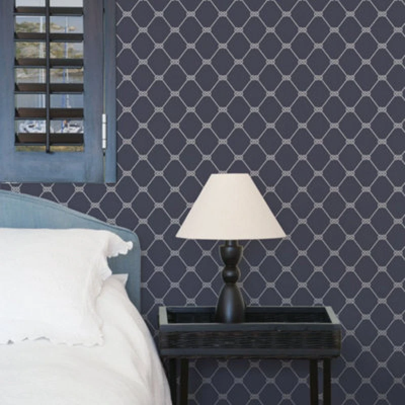 Image of Galerie Deauville 2 Navy Blue White Nautical Rope Smooth Wallpaper