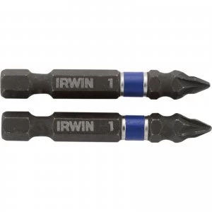 Image of Irwin Impact Pozi Screwdriver Bit PZ1 50mm Pack of 2