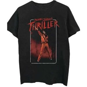 image of Michael Jackson - Thriller White Red Suit Unisex Large T-Shirt - Black