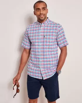 Image of Cotton Traders Mens Help For Heroes Short Sleeve Oxford Gingham Shirt in White