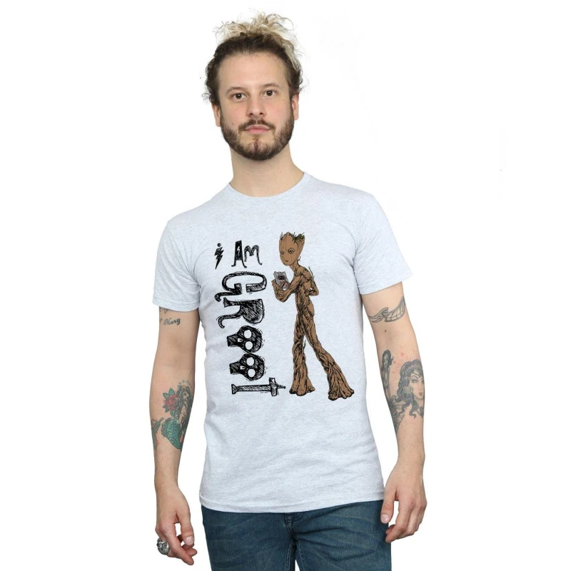 Image of Avengers Infinity War Mens I Am Teenage Groot T-Shirt in Grey Size: Small Grey Male S