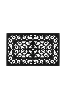 image of Lexi Wrought Iron Effect Rubber Doormat 45x75cm