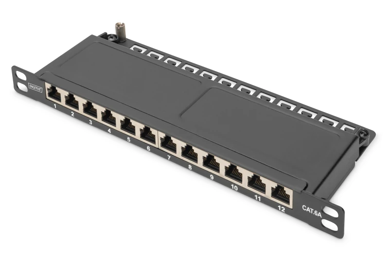 Image of Digitus CAT 6A Slim Patch Panel. shielded. 12-port. 0.5 U. 10". b