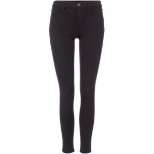 Image of J Brand Mid rise luxe sateen super skinny jean in Black - Black