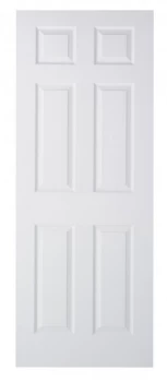 image of Wickes Woburn Internal White Primed Grained 6 Panel Moulded Door - 1981 x 762mm