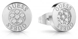 Guess Love Knot Crystal Button Earrings Silver Jewellery