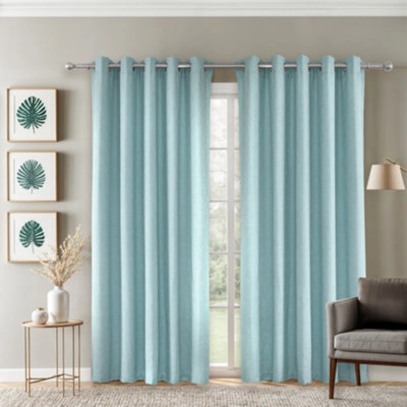 Image of Emma Barclay Sorrento Ultra Blackout Eyelet Curtains, Duck Egg - 46 X 54" Pair