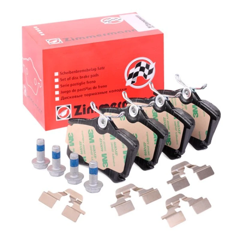 Image of ZIMMERMANN 23554.170.3 Brake pad set Rear Axle, prepared for wear warning indicator, Photo corresponds to scope of supply, with bolts/screws Brake Pa