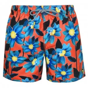 Image of Ted Baker Croso Print Swim Shorts - Orange
