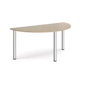 Image of Semi circular chrome radial leg meeting table 1600mm x 800mm - barcelona walnut