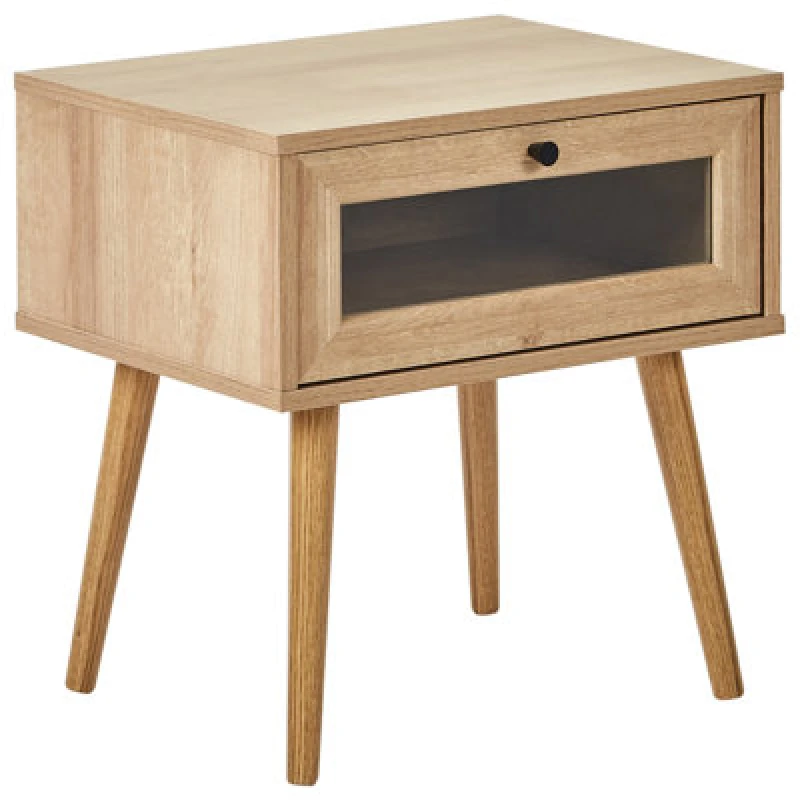Image of Beliani 1 Drawer Bedside Table Albany Light Brown