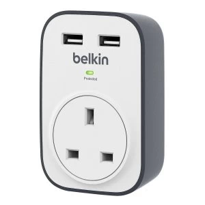 image of Belkin BSV103AF 1-Outlet Surge Protected Plug/Adaptor with 2 USB Charging Ports