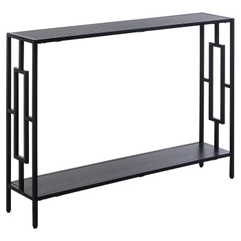 image of HOMCOM Industrial Console Table with Storage Shelf, Narrow Hallway Dressing Desk with Metal Frame for Living Room, Bedroom, Grey and Black AOSOM UK