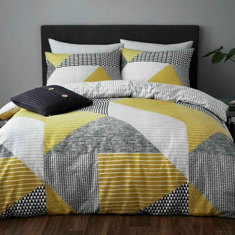 Image of Catherine Lansfield Catherine Lansfield Larsson Geo Ochre Bedding Set - Kingsize