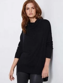 image of Mint Velvet Cowl Neck Long Jumper - Black