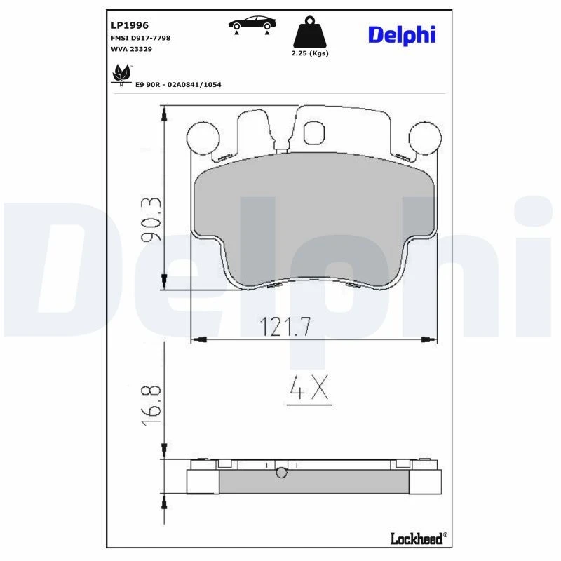Image of DELPHI Brake pad set DELPHI LP1996