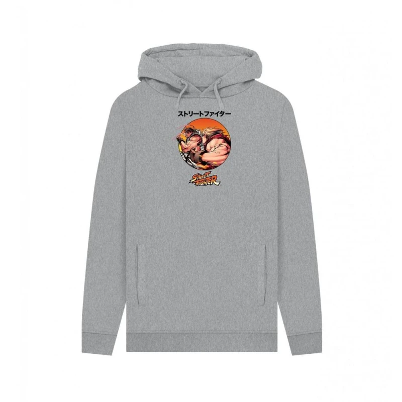 Image of Street Fighter Mens Ryu & Ken Battle Hoodie in Light Grey Size: 2XL Light Grey Male 2XL