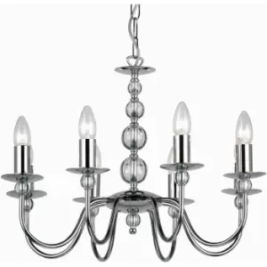 image of Hanging Flush Ceiling Pendant 8 Light chrome & glass Chandelier Multi Lamp Bulb