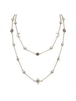 image of Mood Gold Plated Crystal And Pearl Celestial Necklace