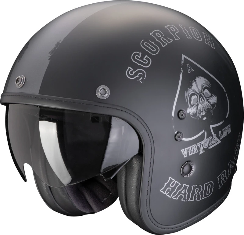 Image of Scorpion Belfast Evo Spade Matt Black Silver Jet Helmet Size XL