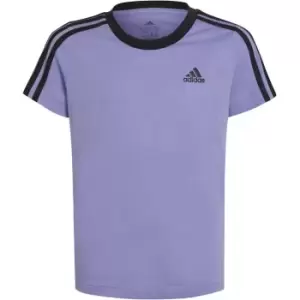 image of adidas 3 Stripe T Shirt Junior Girls - Purple