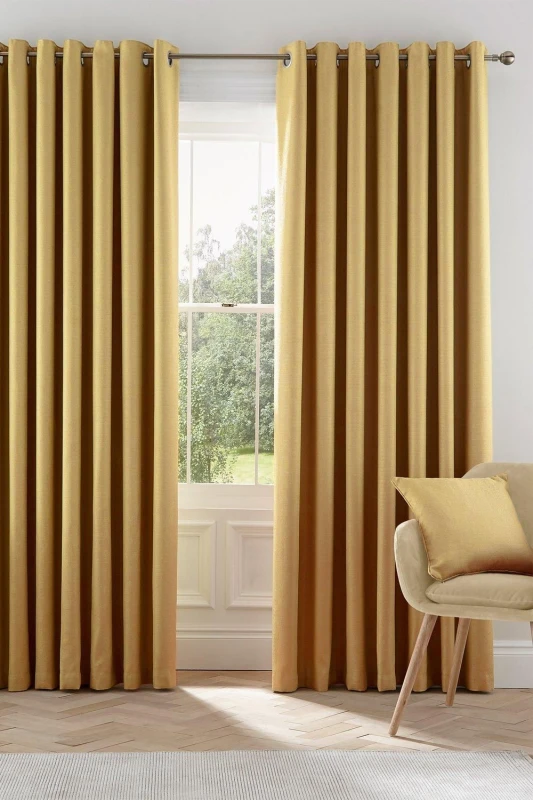 Image of Helena Springfield Helena Springfield 'Eden' Woven Lined Curtains in Mustard Size: 167cm width x 183cm drop Mustard 167cm width x 183cm drop Unisex