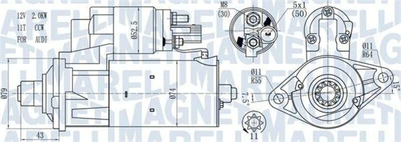 Image of MAGNETI MARELLI Starter motor MAGNETI MARELLI 063721584010