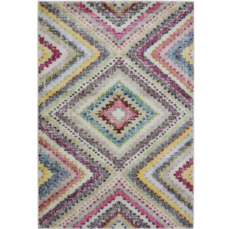Image of THE RUGS Villa Collection Diamond Design Rug in Multicolour Size: 120cm x 170cm Multicolor Unisex 120cm x 170 cm
