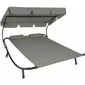 image of Tectake - Sun lounger double - double sun lounger, garden sunbed, sun lounge bed - grey - grey