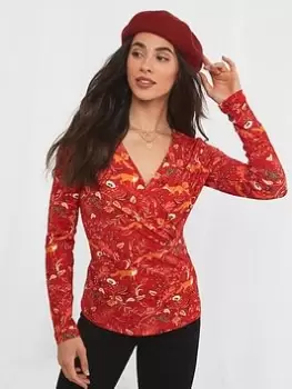 Image of Joe Browns Foxy Lady Wrap Top - Orange, Size 10, Women