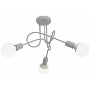 image of Helam Oxford Multi Arm Semi Flush Ceiling Light Grey 50cm