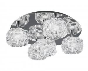 Flush Cluster Ceiling 5 Light G9, Polished Chrome