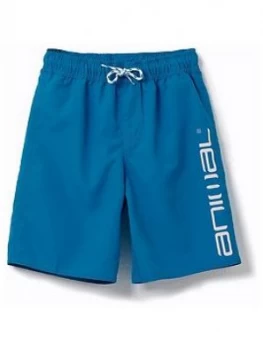 Image of Animal Boys Tannar Logo Swim Shorts - Blue, Size Age: 9-10 Years