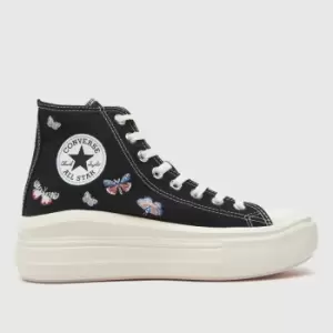 Image of Converse Move Platform Butterfly Wings Trainers In Black & Pink