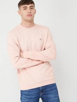 Image of Calvin Klein Jeans Garment Dye Chest Logo Sweatshirt - Nude