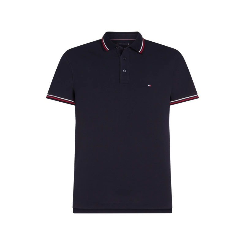 Image of Tommy Hilfiger Tipped Slim Fit Polo Shirt Desert Sky S