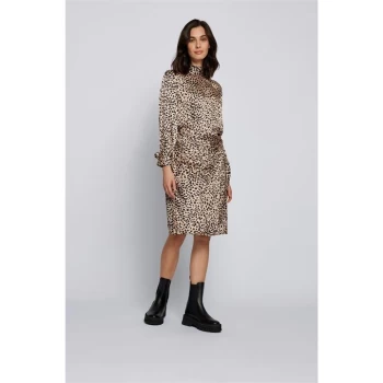 Image of Boss Inda High Neck Blouse - Leopard 974