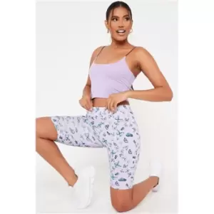 Image of I Saw It First Butterfly Print Cycling Shorts - Purple