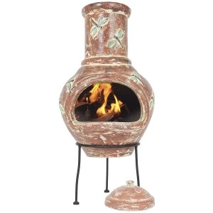 image of La Hacienda Alegria Medium Chimenea - Terracotta & Blue