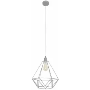 image of Helam Lighting - Helam Karo Wire Frame Pendant Ceiling Light Grey 35cm