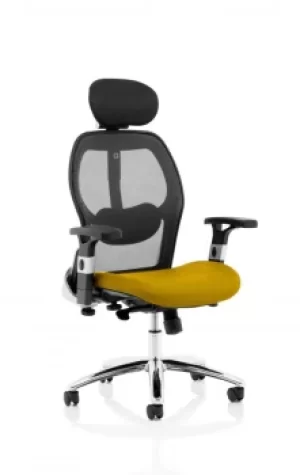 Image of Sanderson II Upholstered Seat Only Senna Yellow Mesh Back Chair