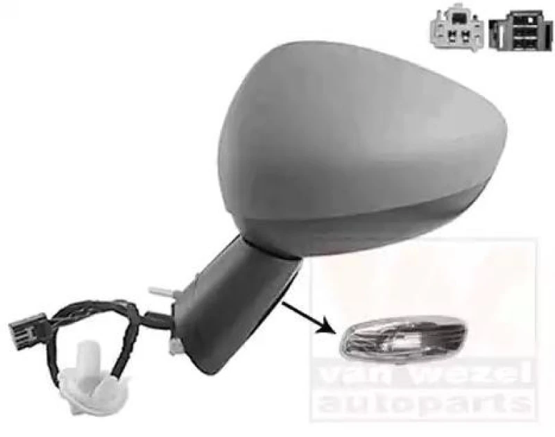 Image of VAN WEZEL 0954807 Wing mirror * HAGUS * Left, Heatable, primed Outside Mirror (50)