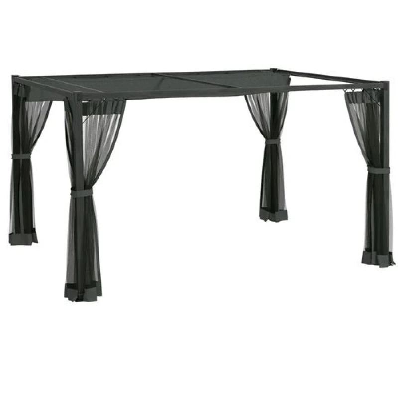 Image of Outsunny 3x4m Pergola w/ Retractable Roof/Netting Dark Grey 84C-482V00GY
