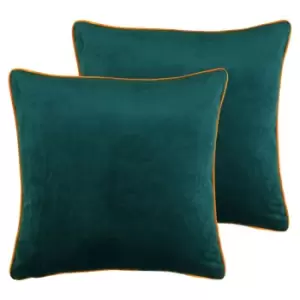 Image of Paoletti Meridian Twin Pack Polyester Filled Cushions Teal/Clementine