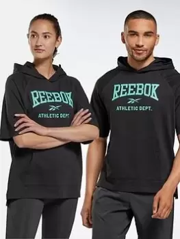 Image of Reebok Workout Ready Short Sleeve Hoodie, Black Size XL Men