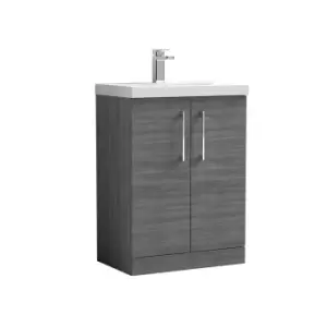 image of Nuie Arno 600mm Floor Standing 2 Door Vanity & Basin 1 Anthracite